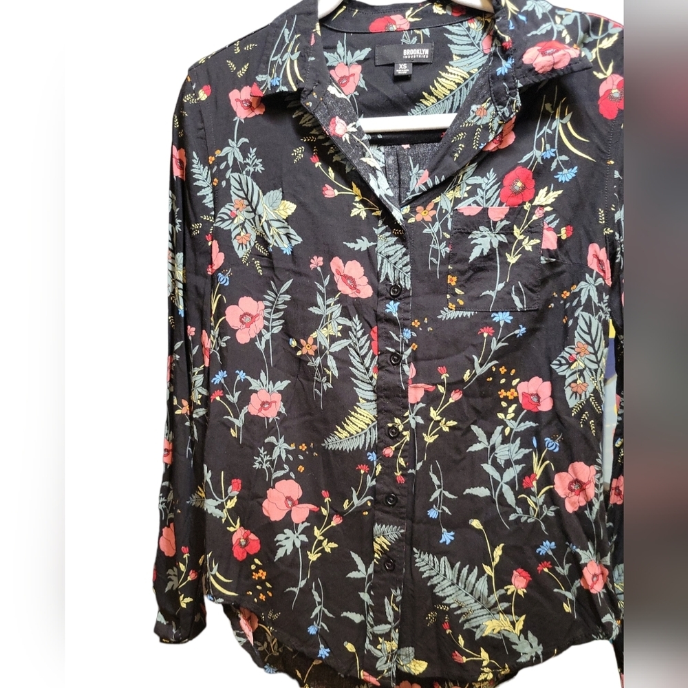 Brooklyn Industries Blouse  Floral Button Down Long Sleeve Top Womens XS - Picture 9 of 9